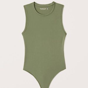 A&F Seamless Fabric Crewneck Tank Bodysuit - Olive Green